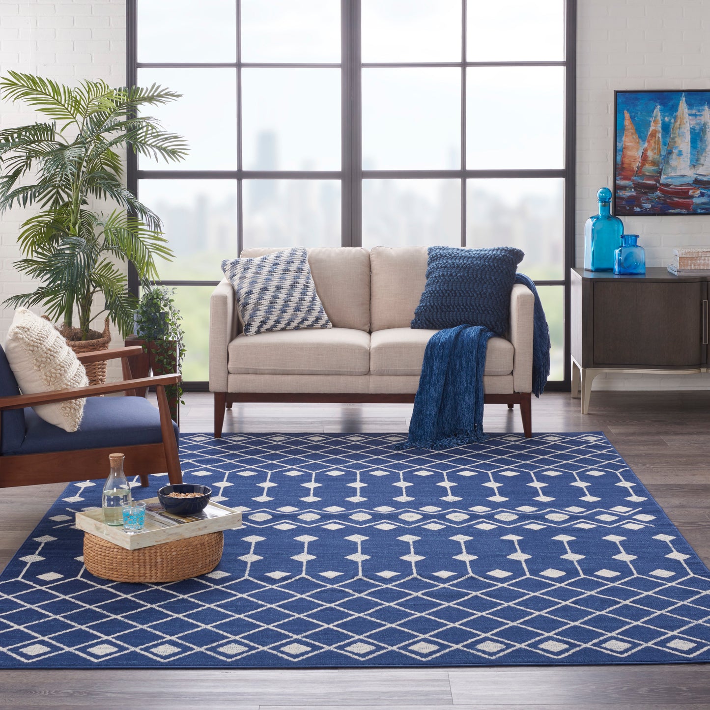 Nourison Home Grafix  Navy  Transitional
