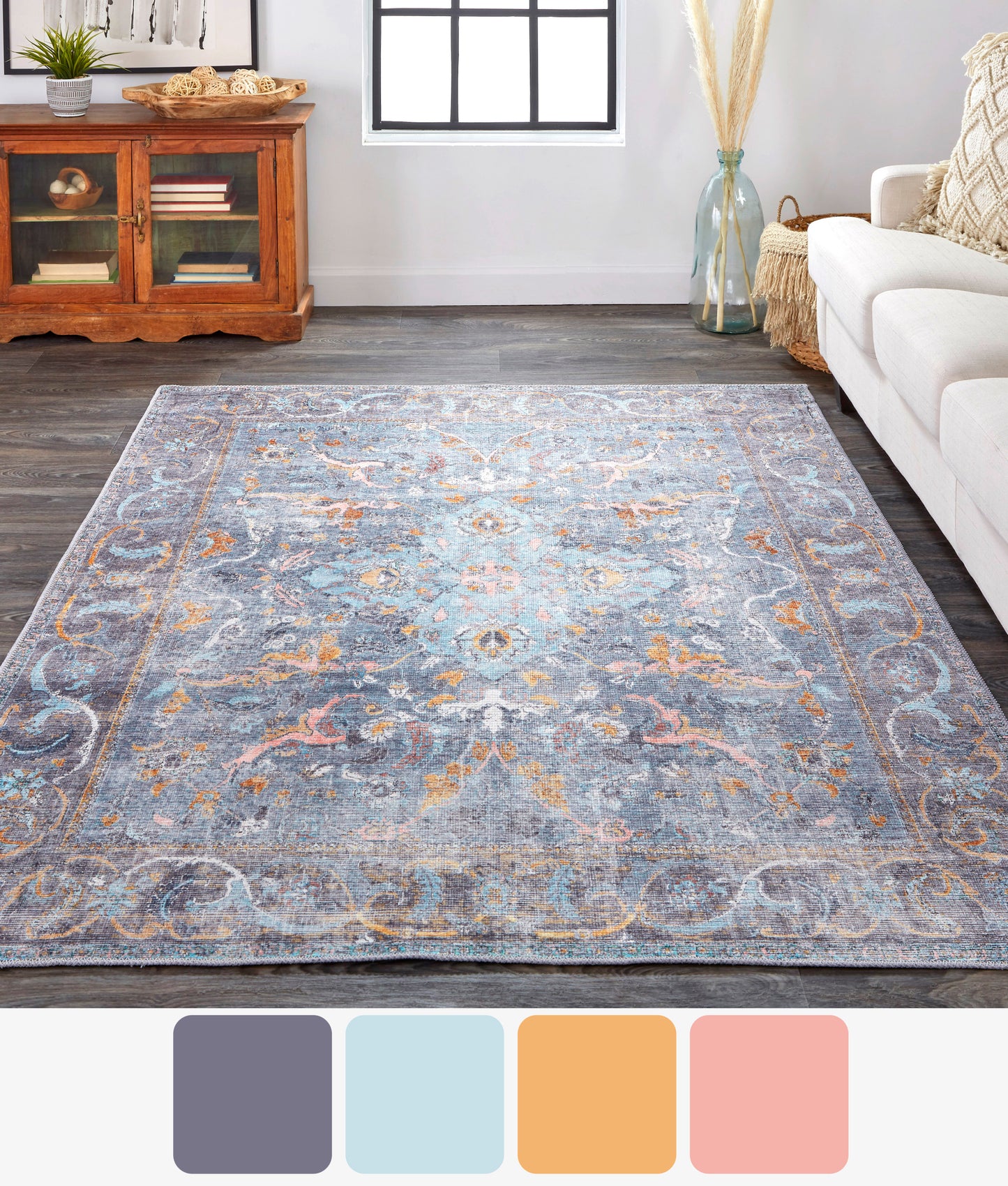 Feizy Percy  Blue Multi Transitional/Bohemian & Eclectic/Casual