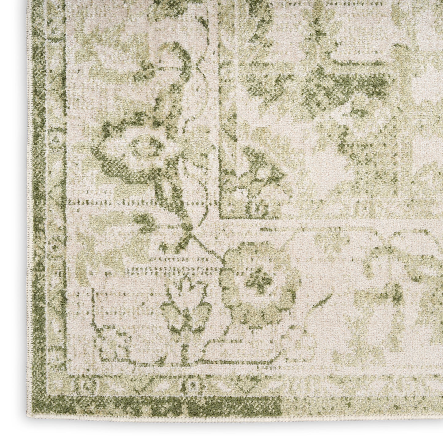 Nourison Home Astra Machine Washable ASW12 Ivory Green Traditional Machinemade Rug