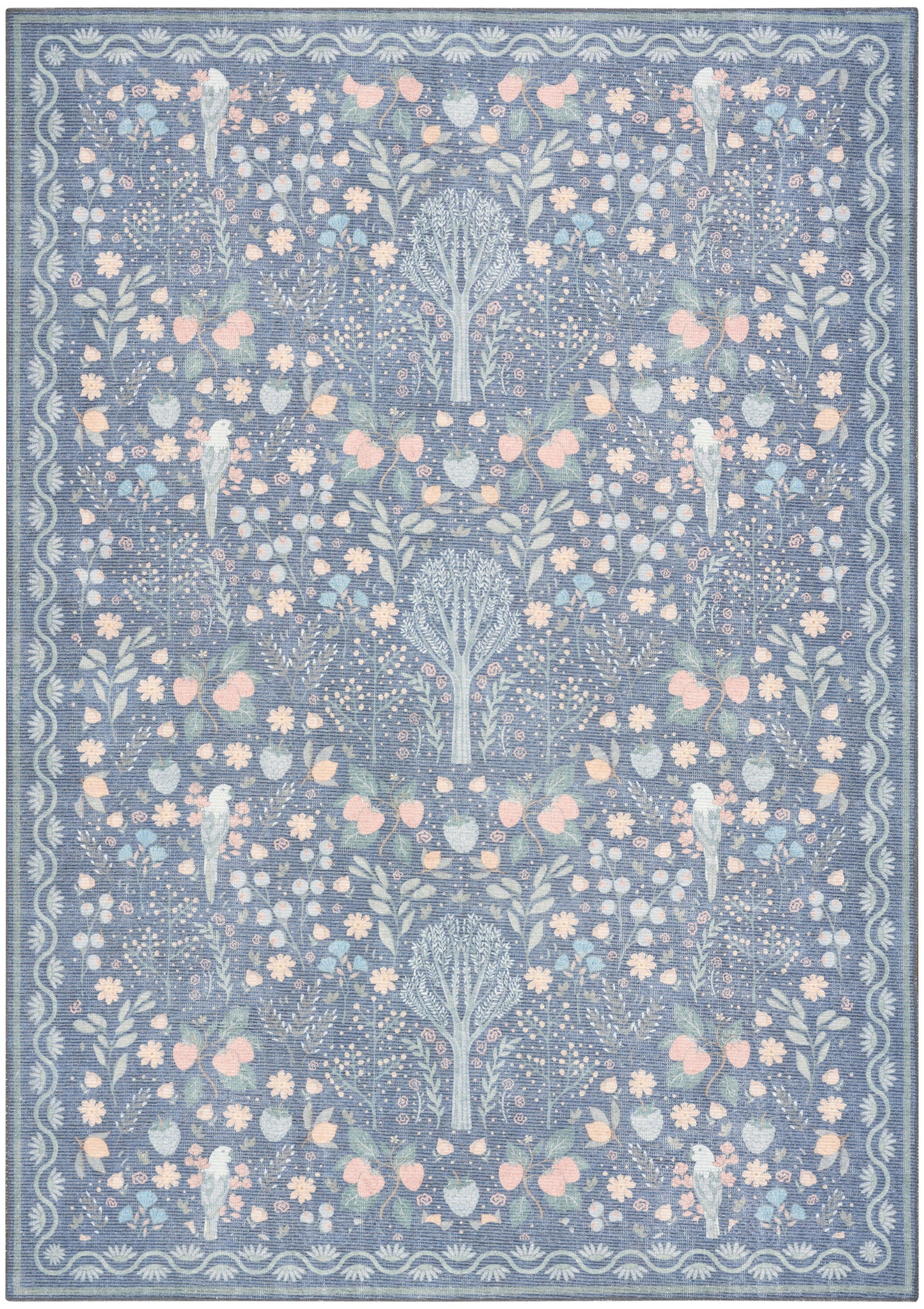 Nourison Home Botanical Washables BOT04 Blue Multicolor Contemporary Machine Woven Rug