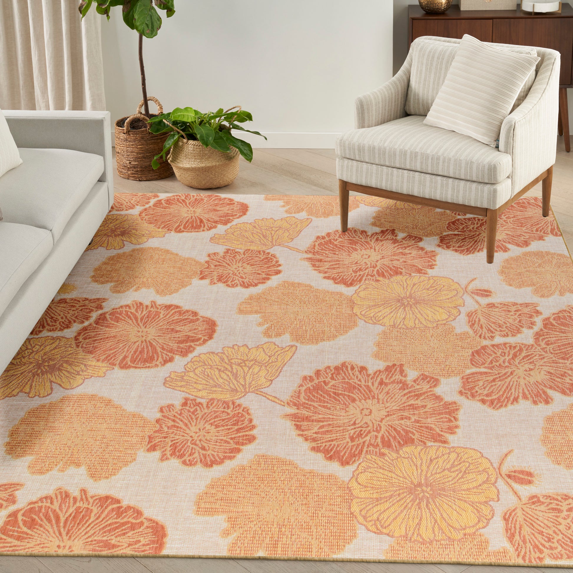 Nourison Home Garden Oasis  Coral  Contemporary