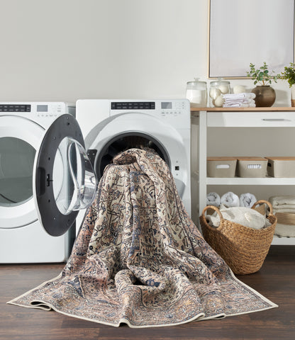 Nourison Home Grand Washables  Ivory Blue  Traditional