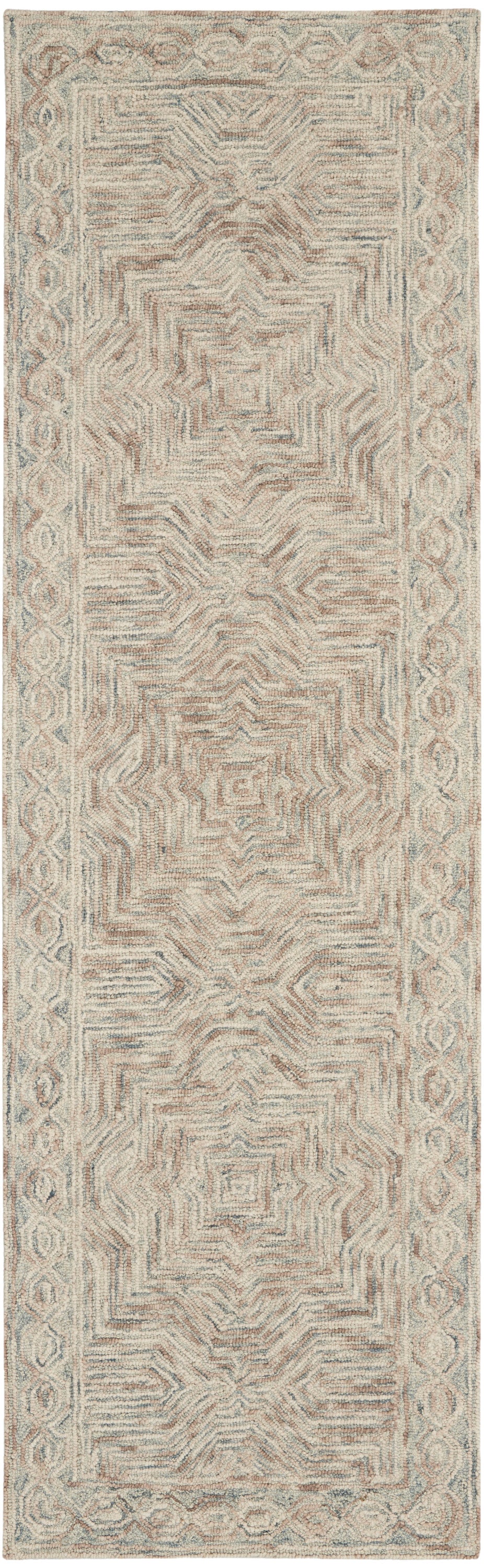 Nourison Home Interlock ITL03 Blue Ivory Contemporary Tufted Rug