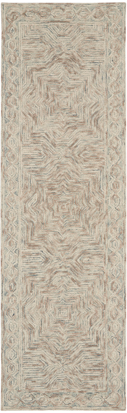 Nourison Home Interlock ITL03 Blue Ivory Contemporary Tufted Rug