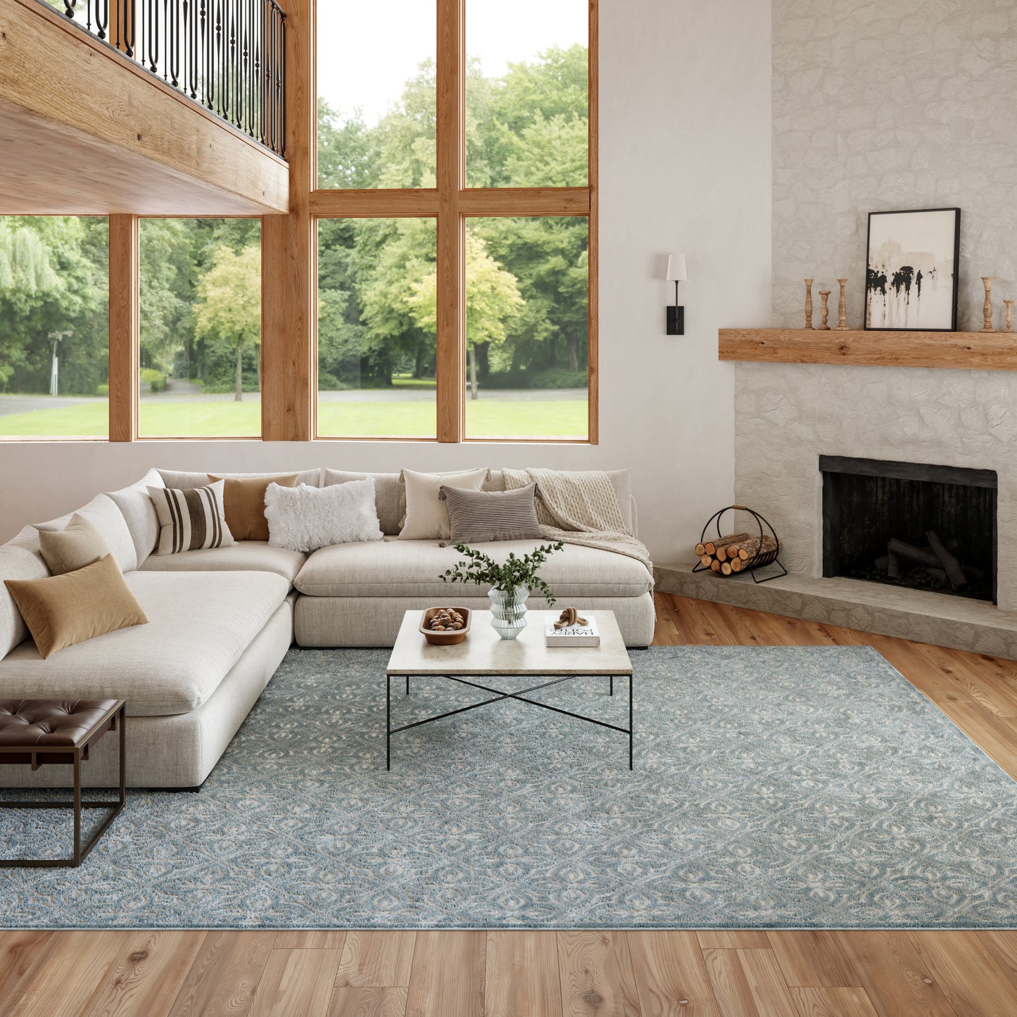 Nourison Home Washable Charm  Blue Ivory  Contemporary