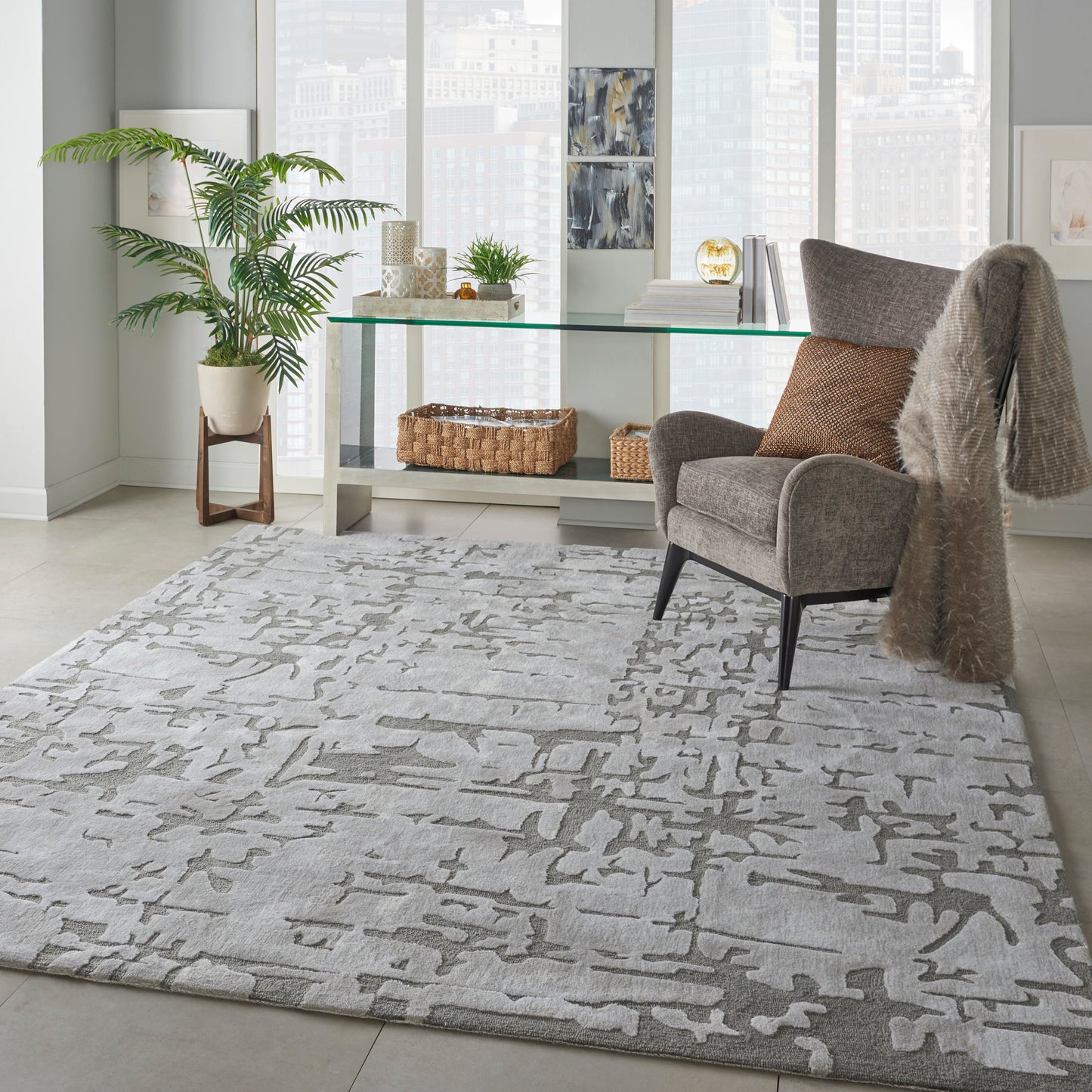 Nourison Home Symmetry  Ivory Taupe  Contemporary