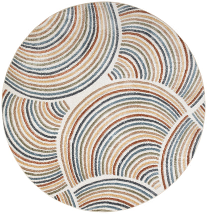 Nourison Home Astra Machine Washable ASW08 Ivory Multicolor Contemporary Power-loomed Rug