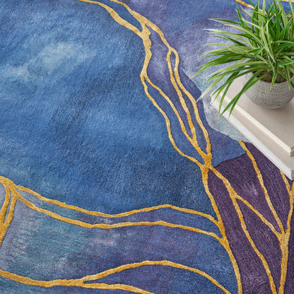 Nourison Home Prismatic  Blue Gold  Contemporary