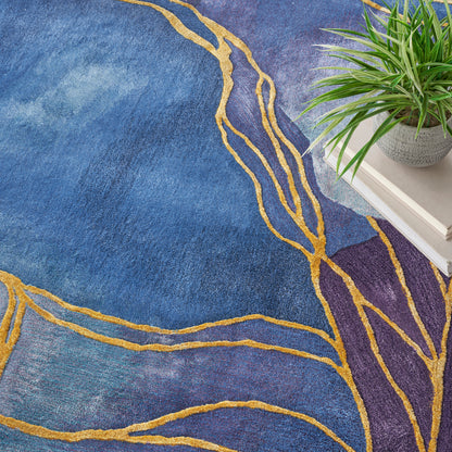 Nourison Home Prismatic  Blue Gold  Contemporary