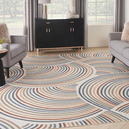 Nourison Home Astra Machine Washable  Ivory Multicolor  Contemporary