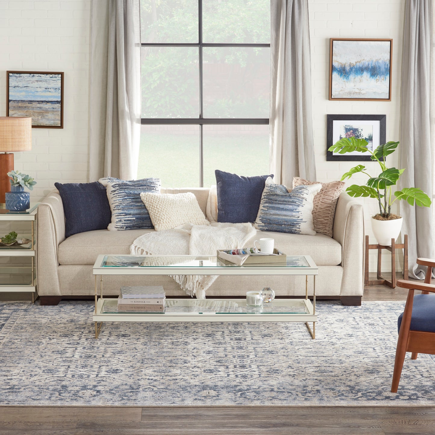 Nourison Home Malta  Ivory Blue  Traditional