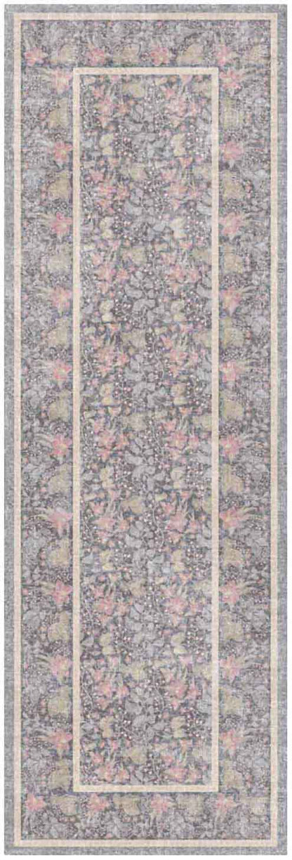 Nourison Home Botanical Washables BOT03 Charcoal Multicolor Contemporary Machine Woven Rug
