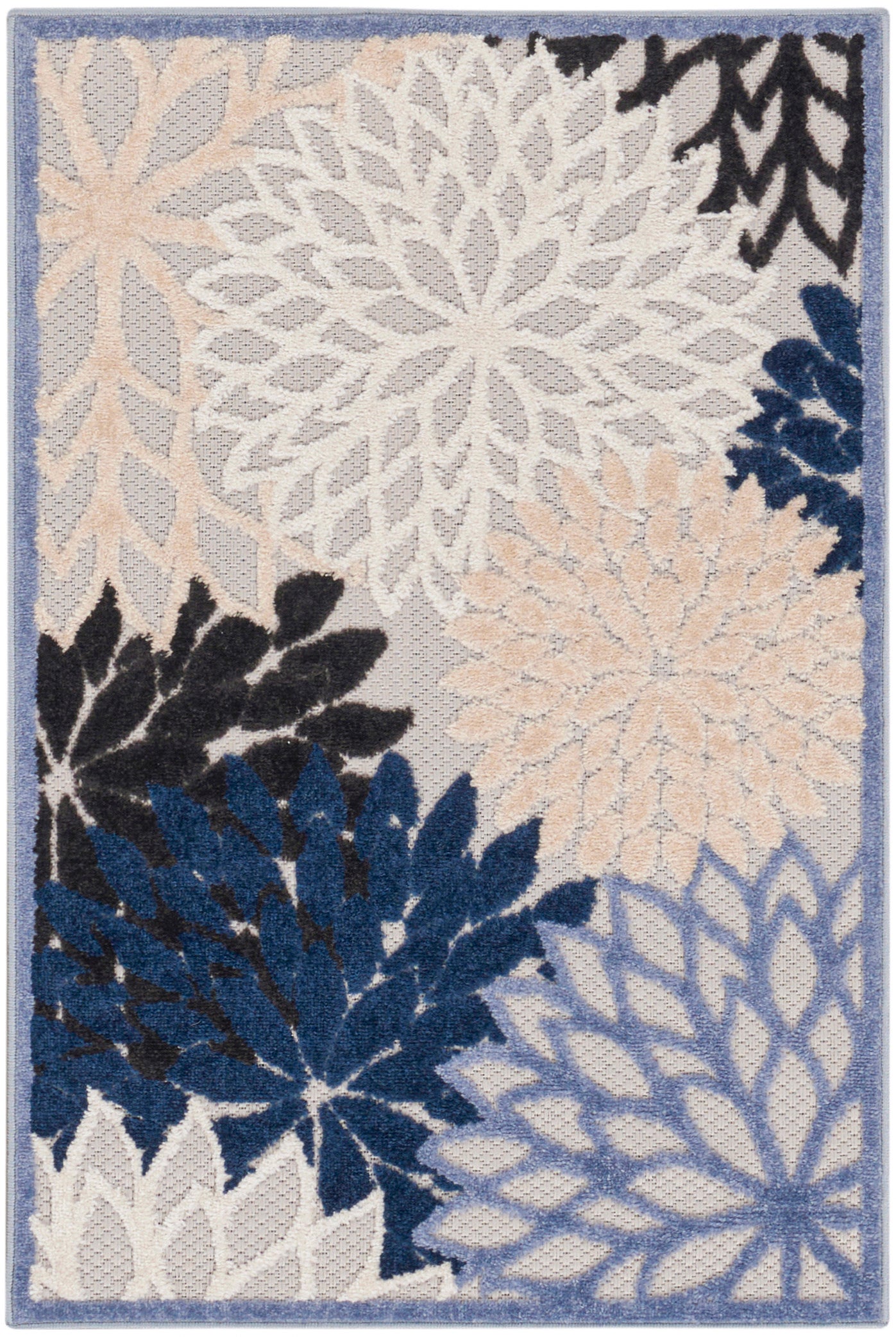 Nourison Home Aloha ALH05 Blue Multicolor Contemporary Power-loomed Rugs