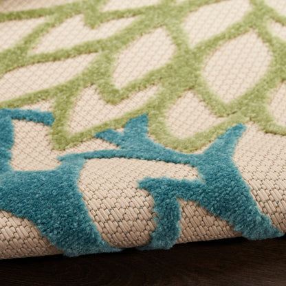 Nourison Home Aloha  Green Multicolor  Contemporary