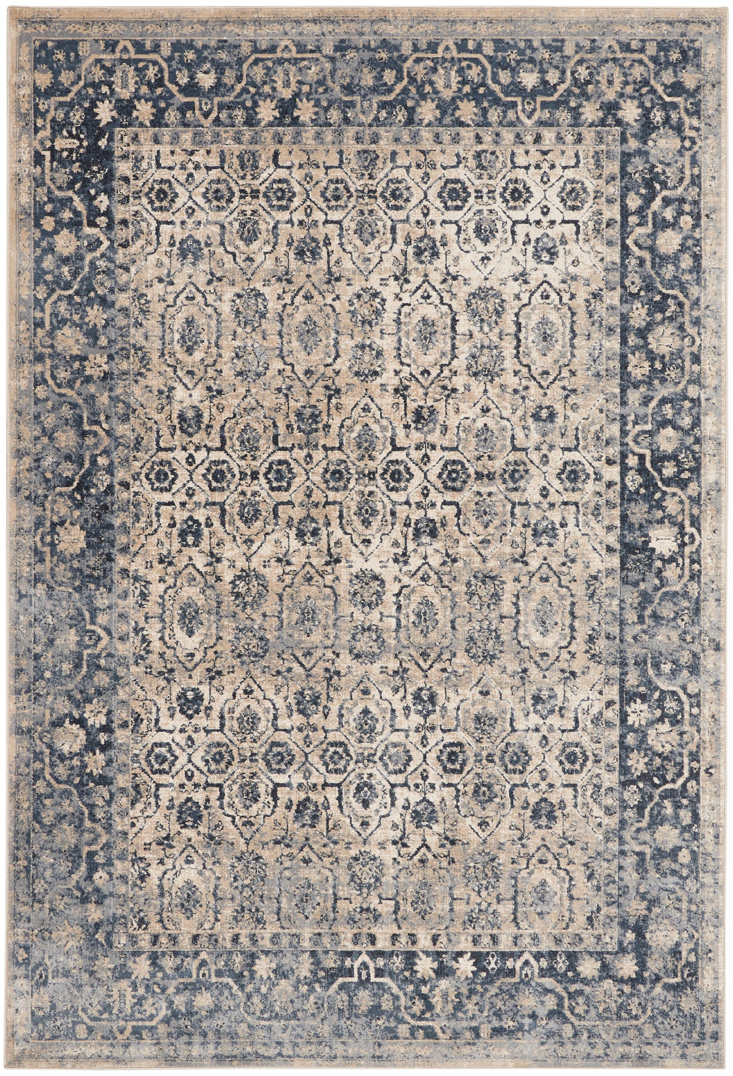 Nourison Home Malta MAI04 Ivory Blue Traditional Power-loomed Rug