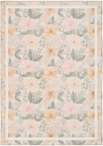 Nourison Home Botanical Washables BOT01 Beige Multicolor Contemporary Machine Woven Rug