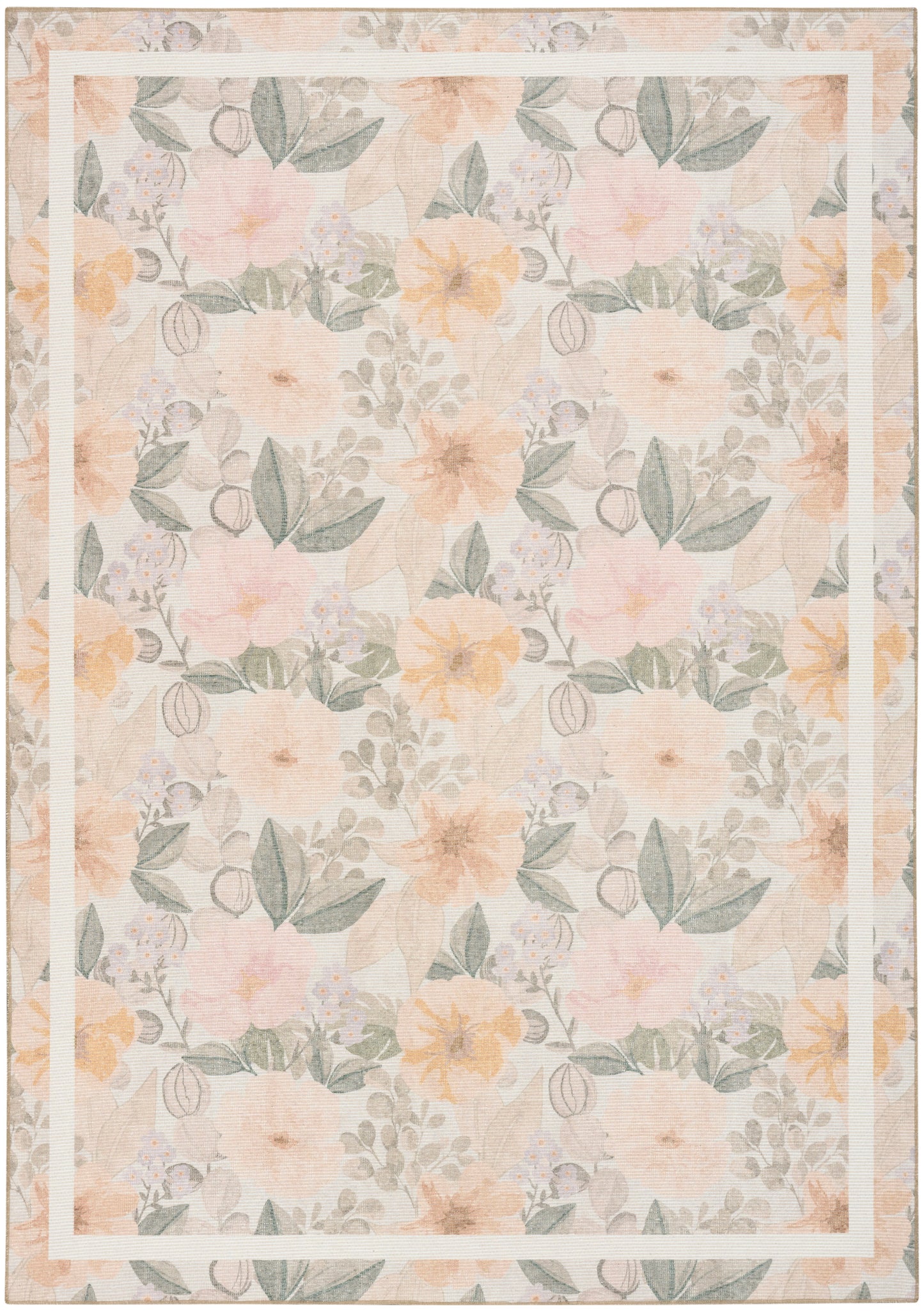 Nourison Home Botanical Washables BOT01 Beige Multicolor Contemporary Machine Woven Rug