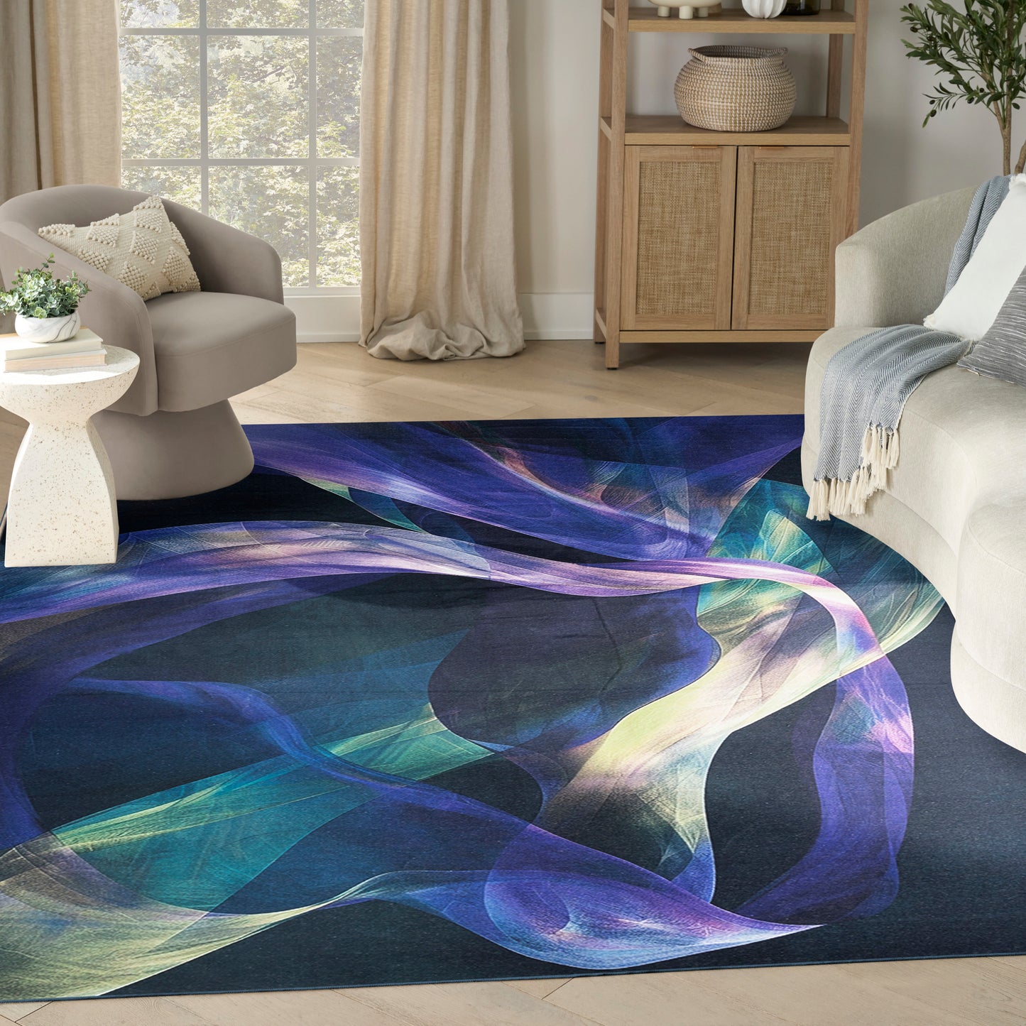 Nourison Home Nourison Washables  Blue Multicolor  Contemporary