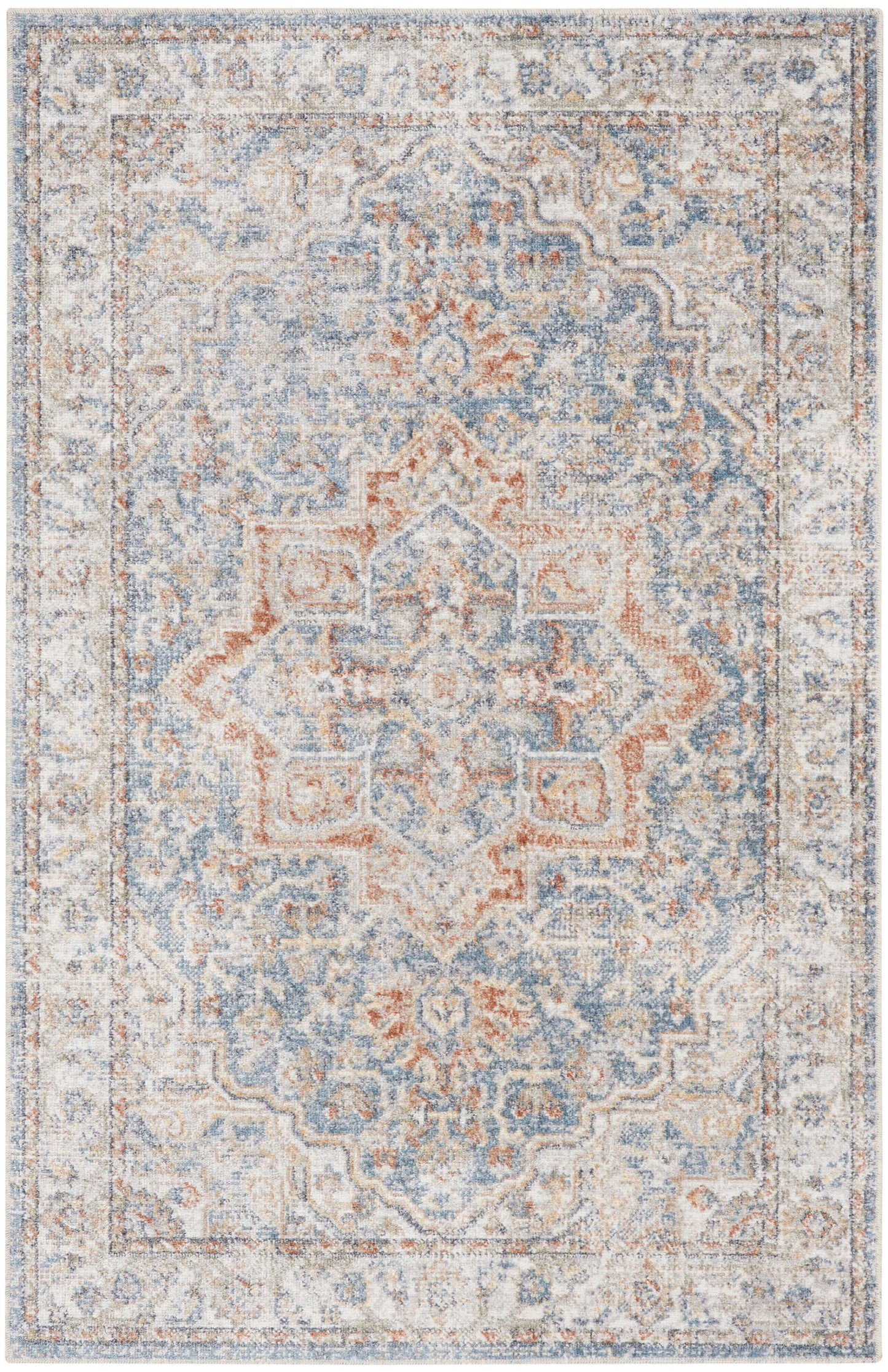 Nourison Home Astra Machine Washable ASW12 Denim Multicolor Traditional Power-loomed Rug