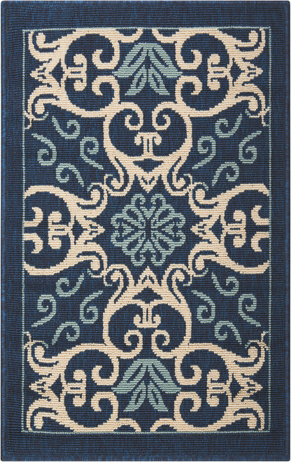Nourison Home Caribbean CRB02 Navy Transitional Power-loomed Rug