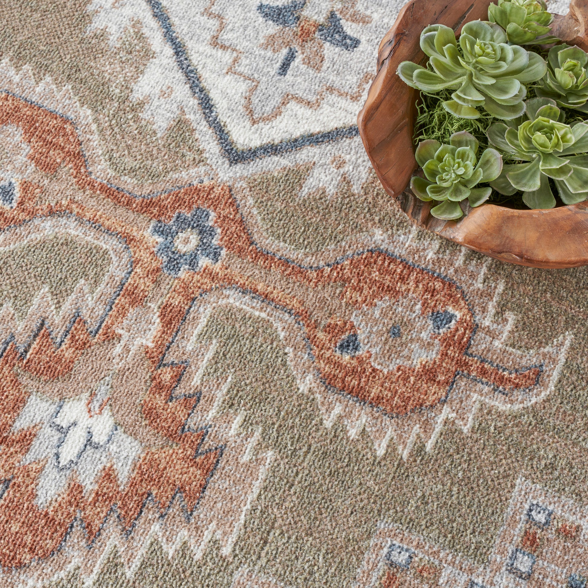 Nourison Home Astra Machine Washable  Sage Multi  Traditional