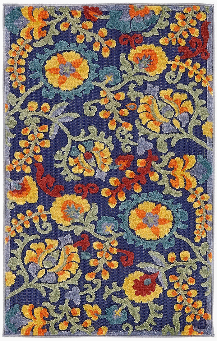 Nourison Home Aloha ALH17 Navy Multicolor Contemporary Power-loomed Rugs