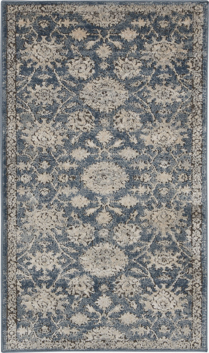 Nourison Home Quarry QUA06 Blue Beige Traditional Power-loomed Rugs