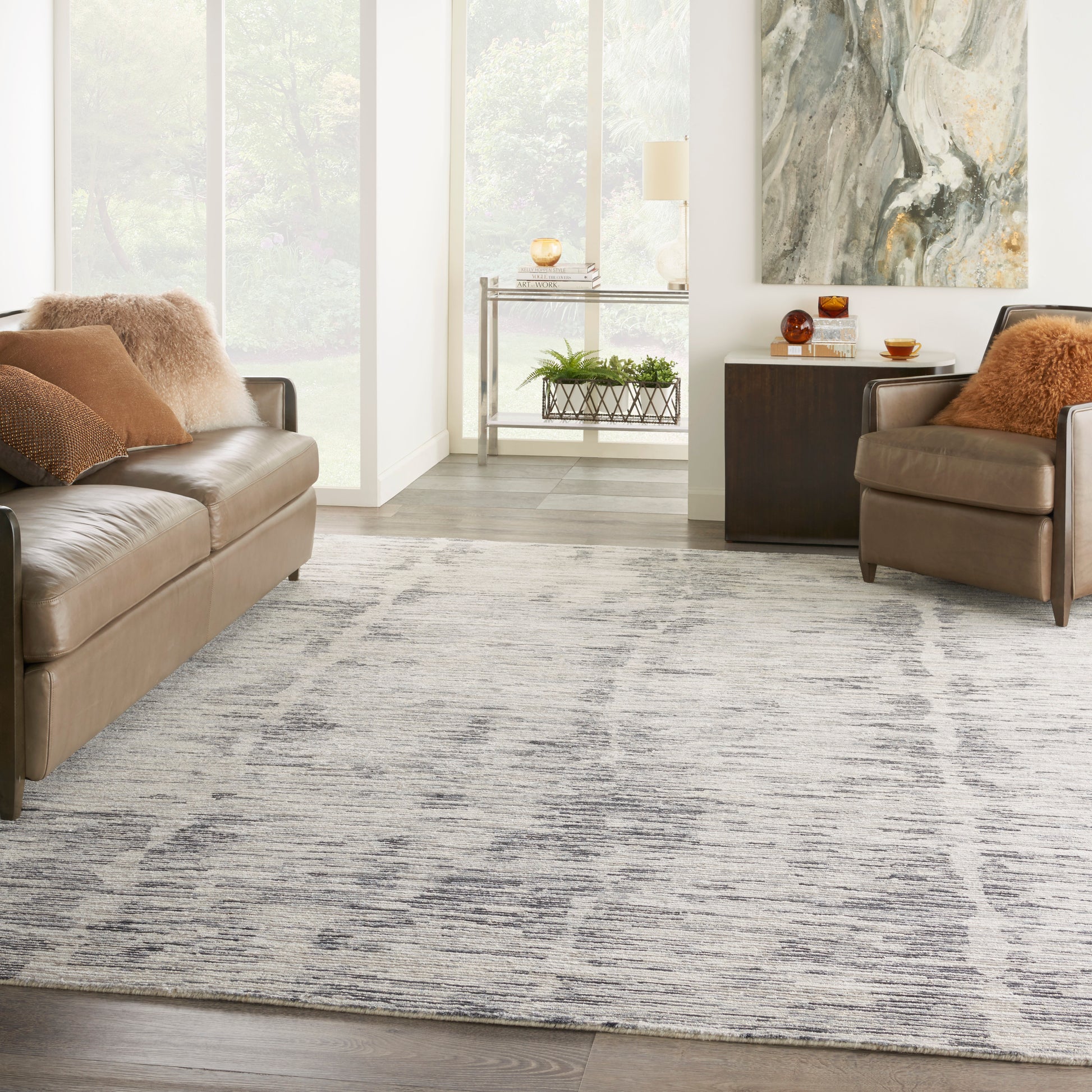 Nourison Home OCEAN  Cream Charcoal  Contemporary