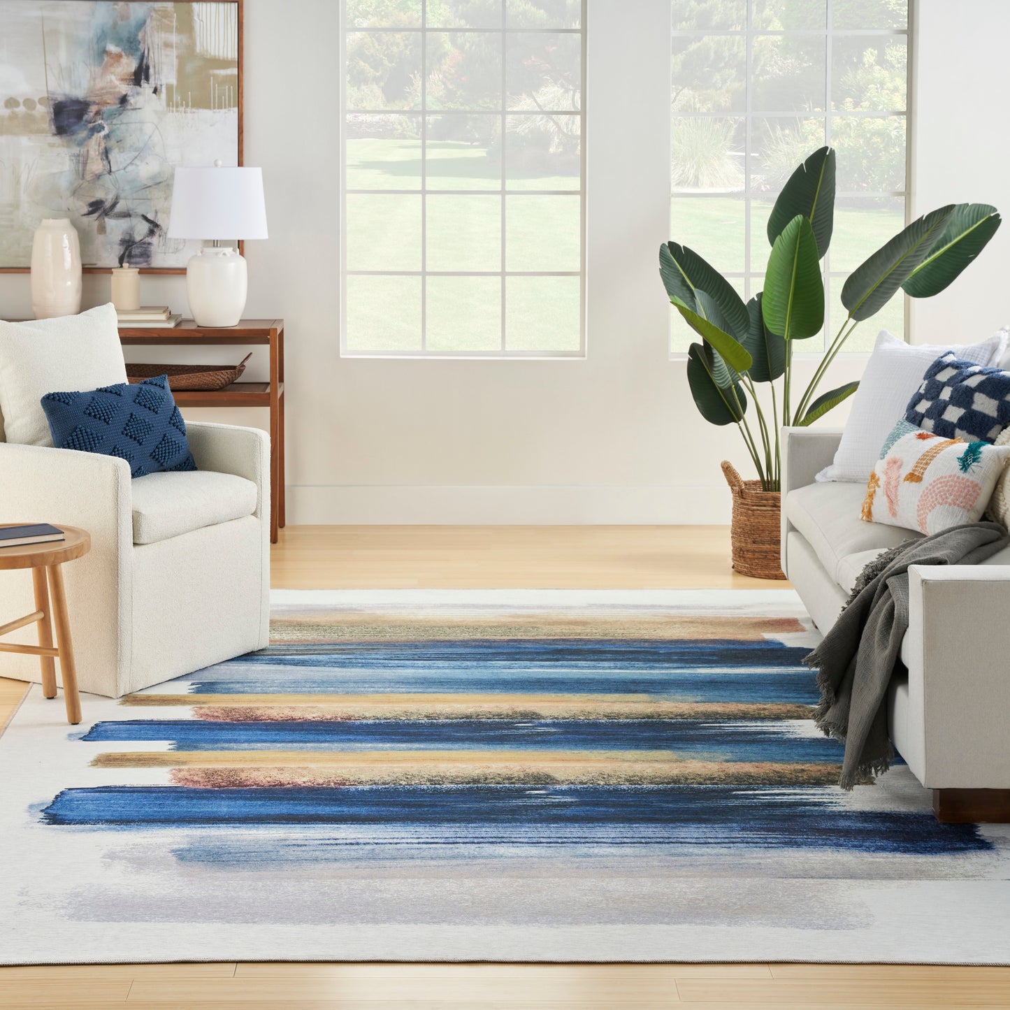 Nourison Home Nourison Washables  Blue Multicolor  Contemporary