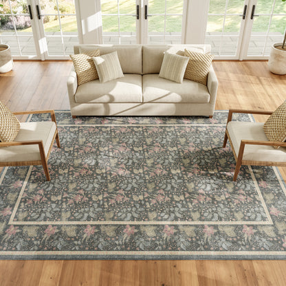 Nourison Home Botanical Washables  Charcoal Multicolor  Contemporary