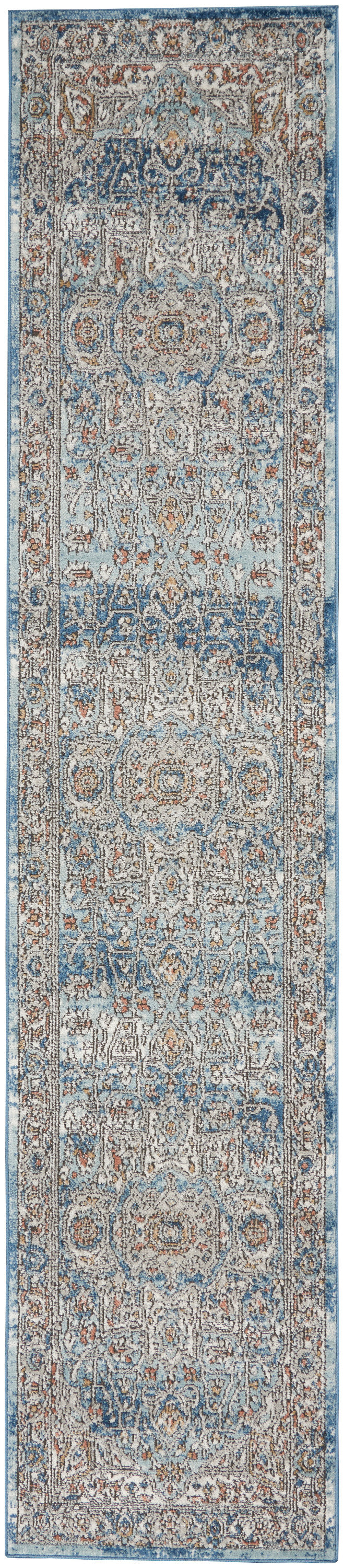 Nourison Home Quarry QUA11 Ivory Blue Traditional Power-loomed Rugs
