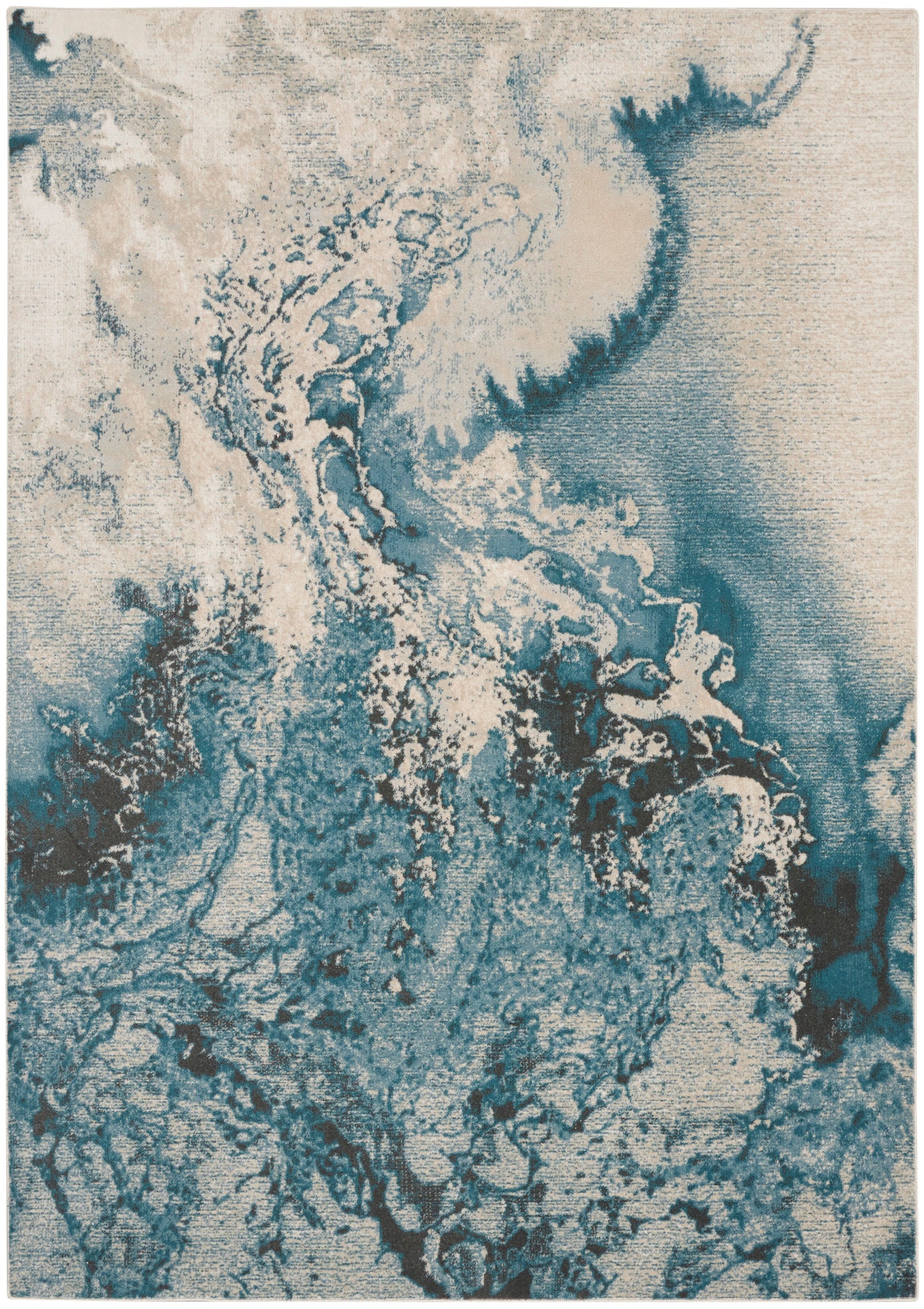 Nourison Home Maxell MAE08 Ivory Teal Contemporary Power-loomed Rugs