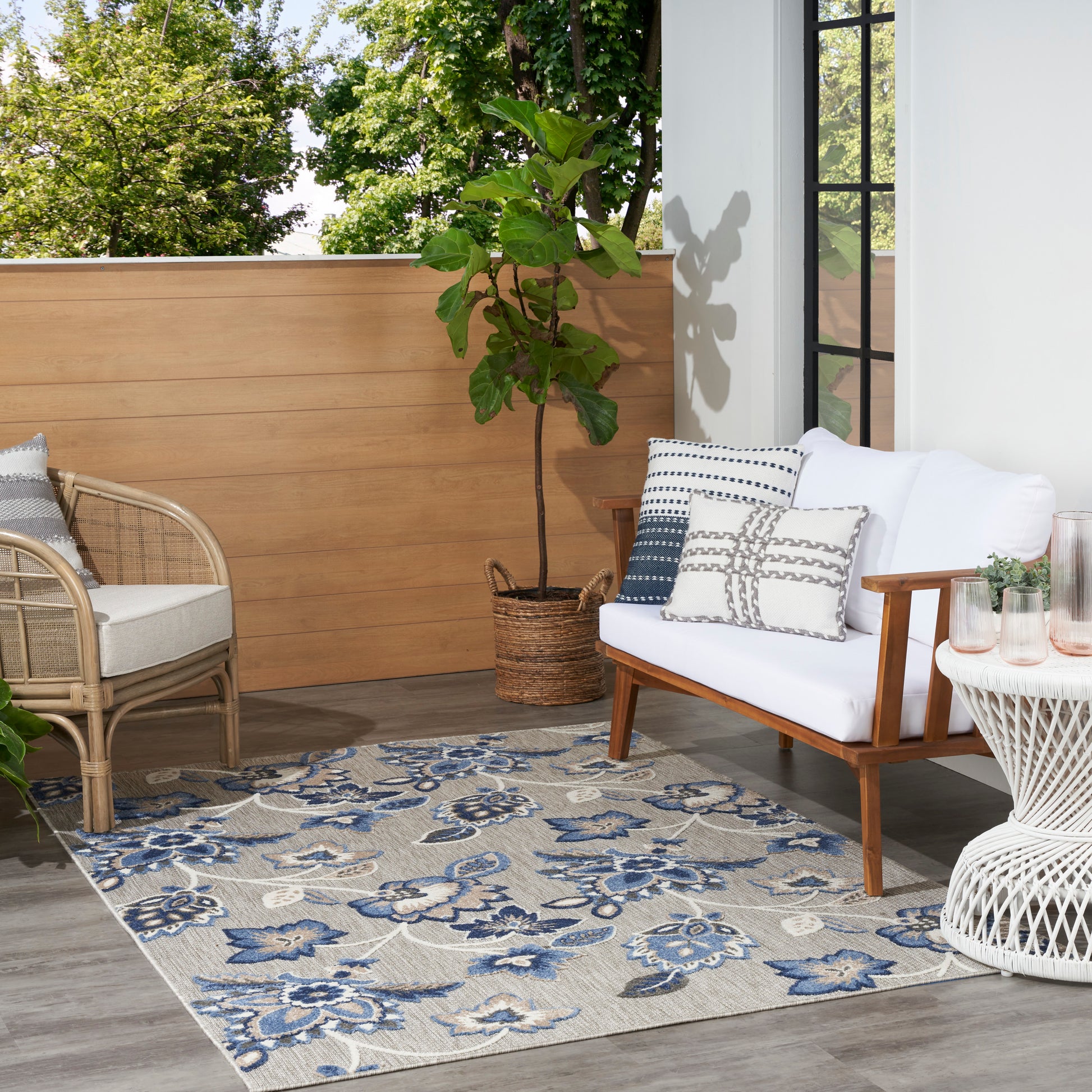 Nourison Home Aloha  Blue Grey  Contemporary