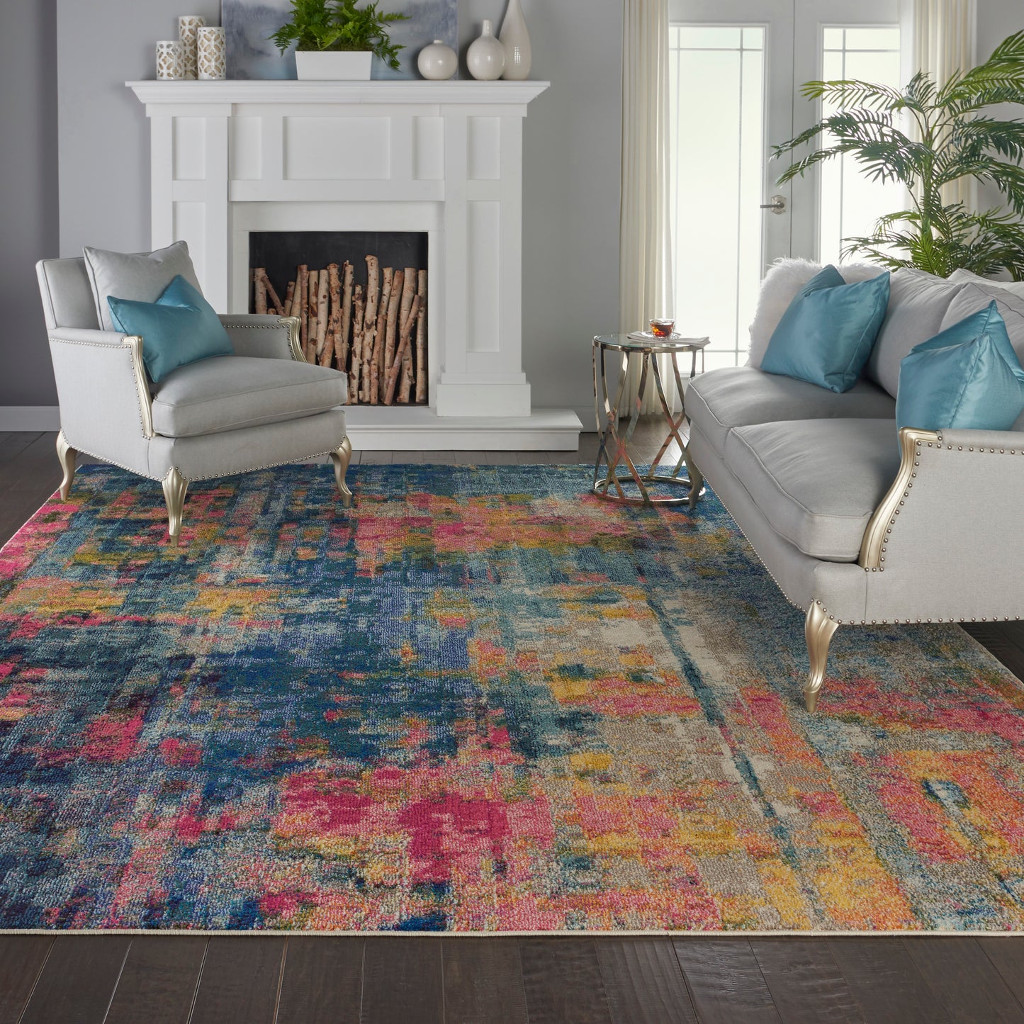 Nourison Home Celestial  Blue Yellow  Contemporary