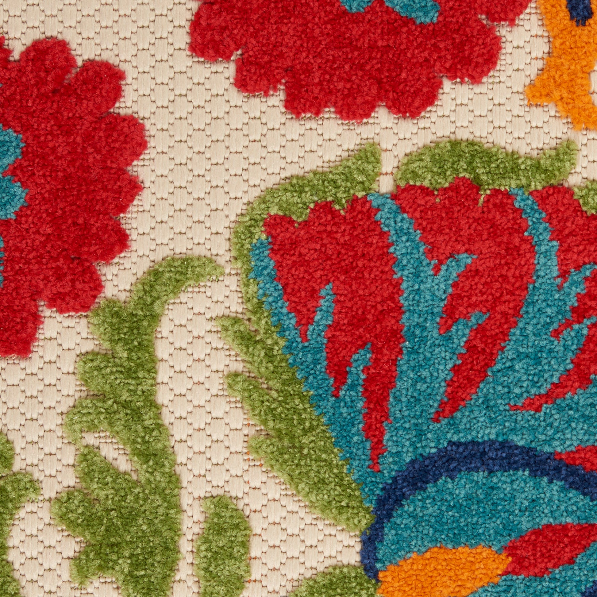 Nourison Home Aloha  Red Multicolor  Contemporary