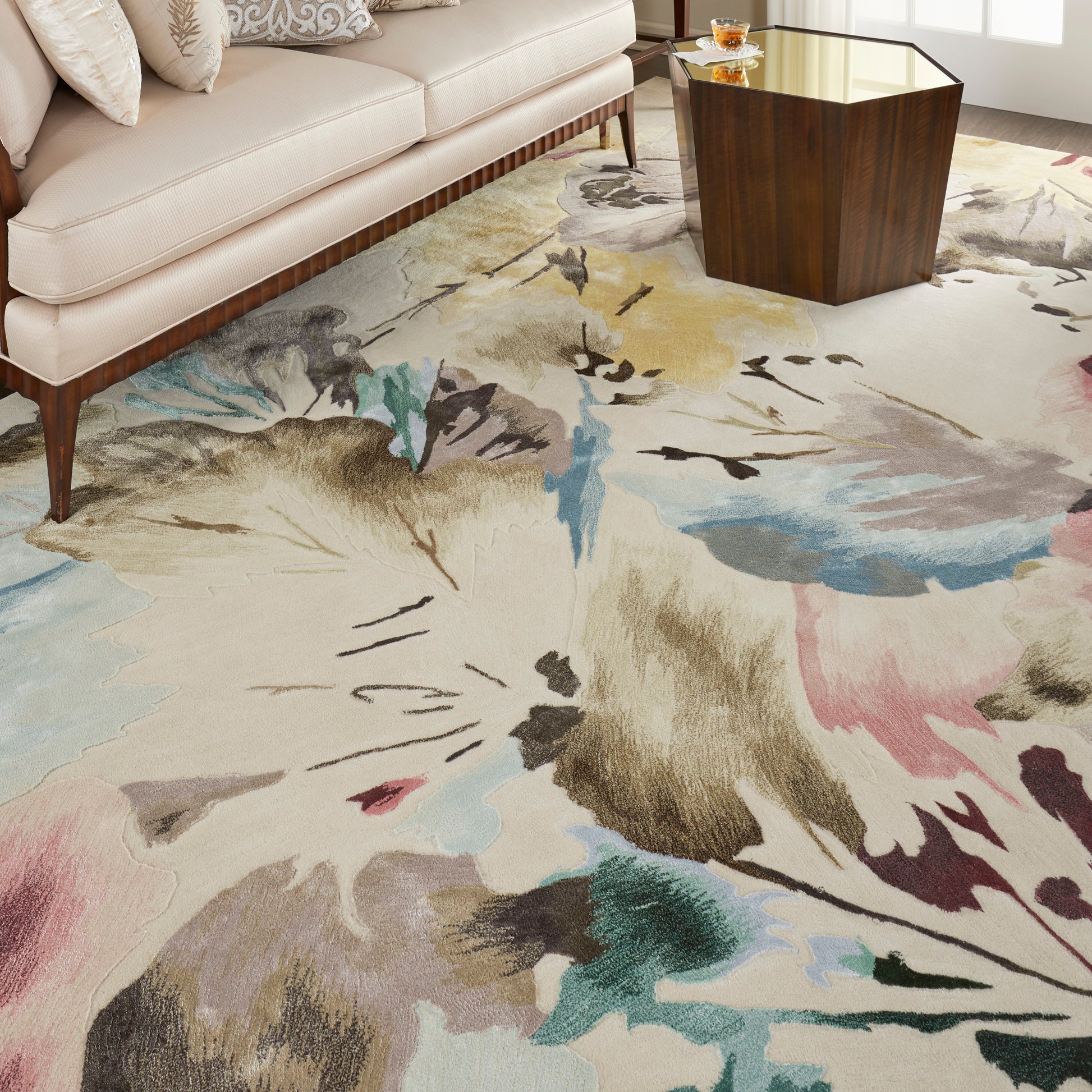 Nourison Home Prismatic  Beige Multicolor  Contemporary