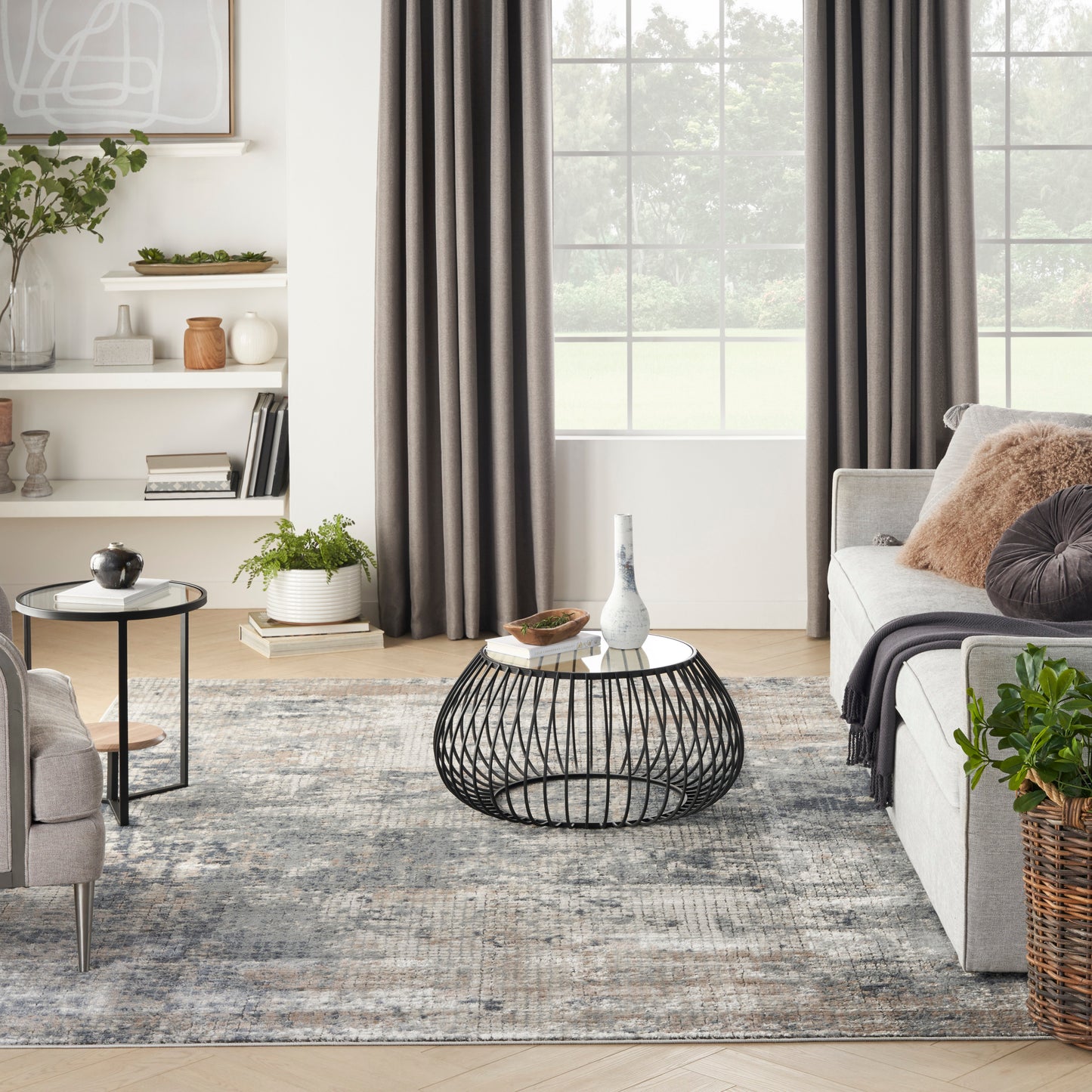 Nourison Home Quarry  Blue Beige  Contemporary