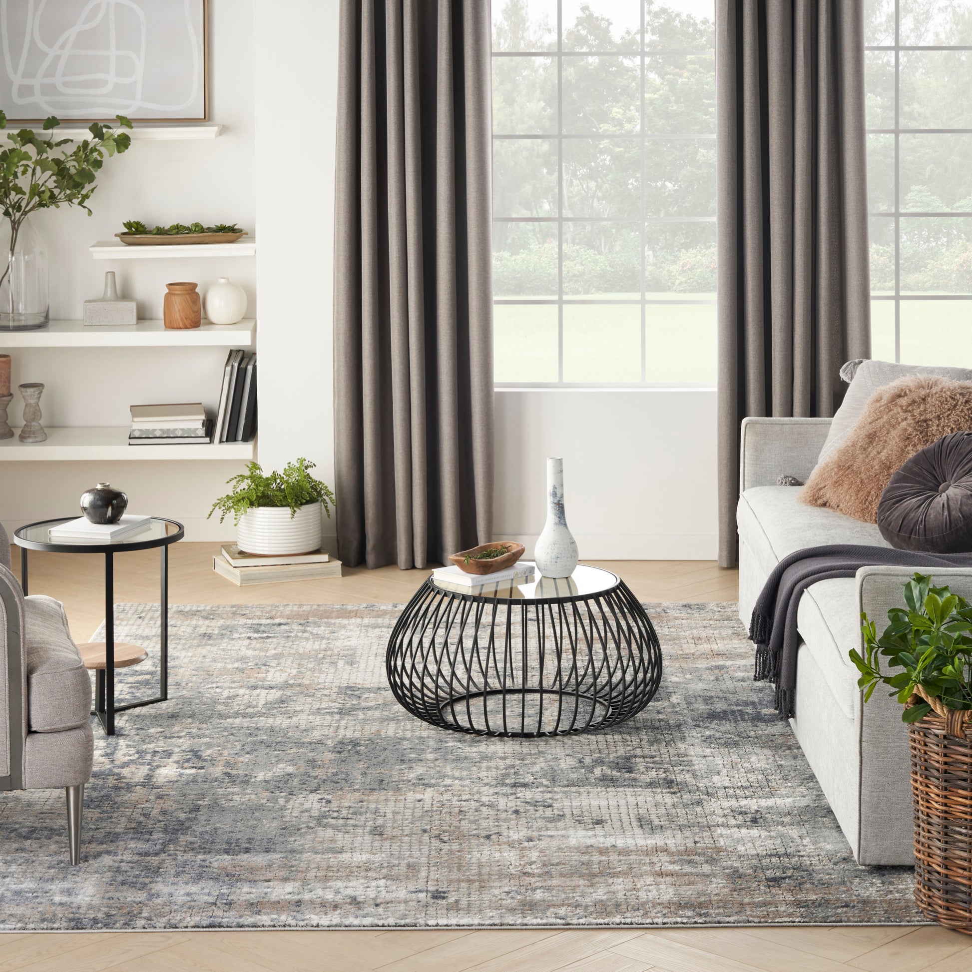 Nourison Home Quarry  Blue Beige  Contemporary