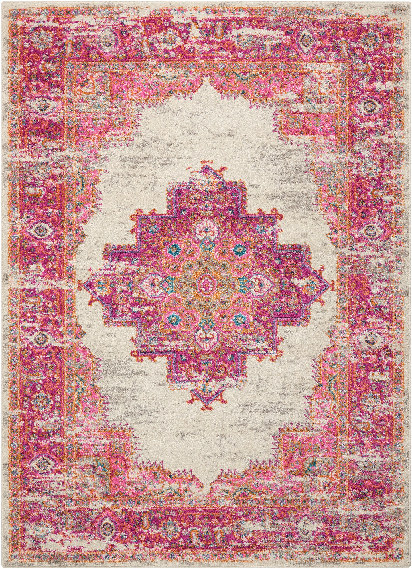 Nourison Home Passion PSN03 Ivory Fuchsia Transitional Power-loomed Rugs