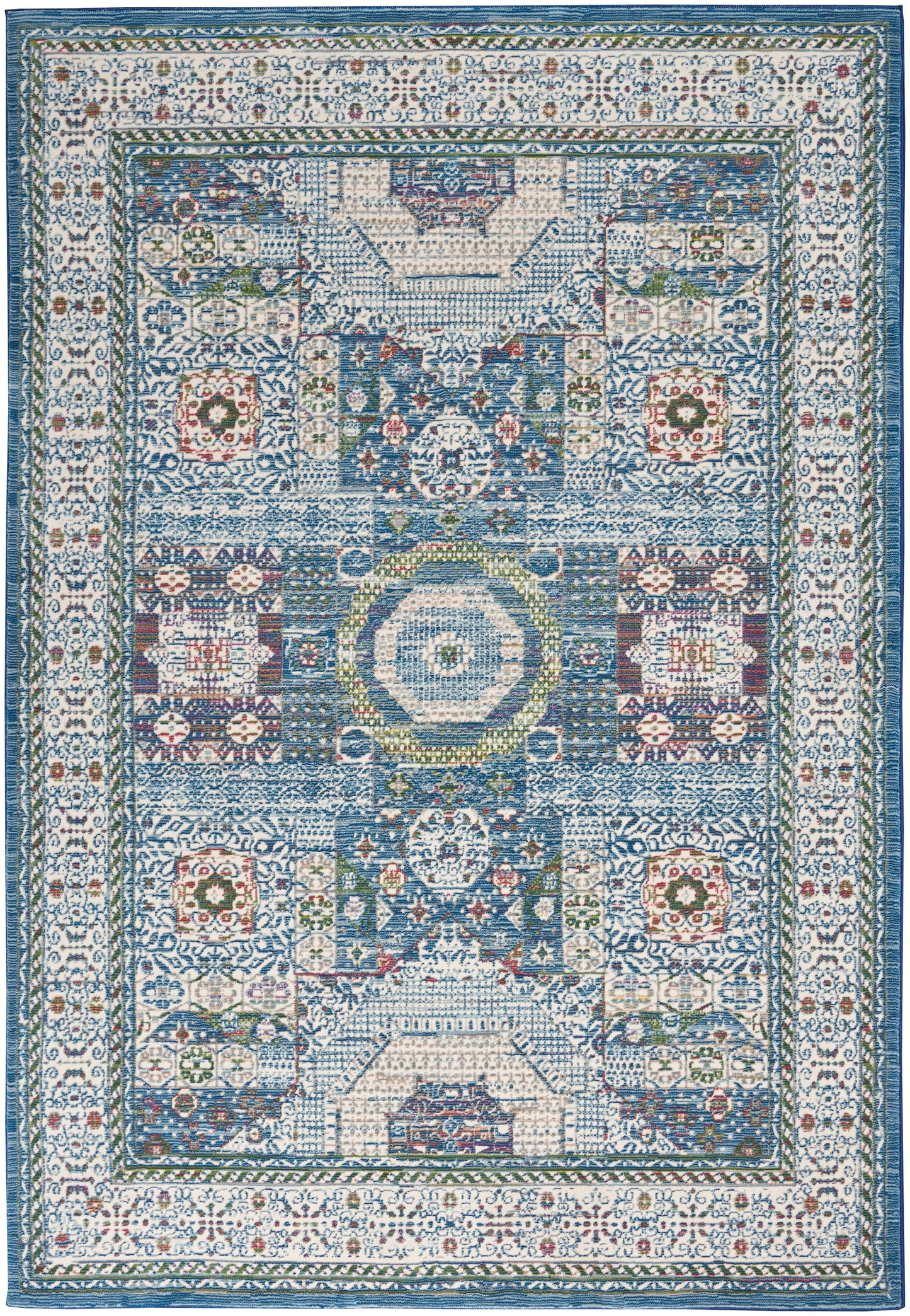 Nourison Home Ankara Global ANR17 Ivory Light Blue Transitional Power-loomed Rug