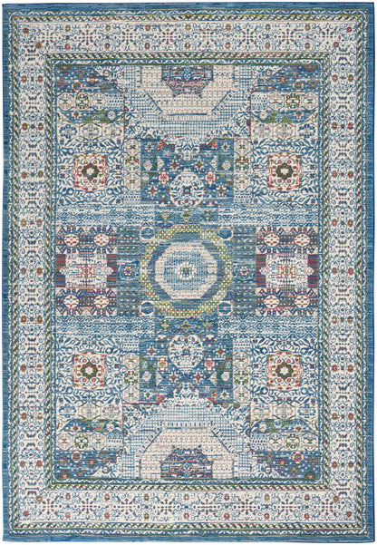 Nourison Home Ankara Global ANR17 Ivory Light Blue Transitional Power-loomed Rug