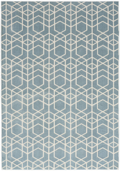 Nourison Home Washable Charm WCH01 Blue Ivory Contemporary Machine Woven Rug