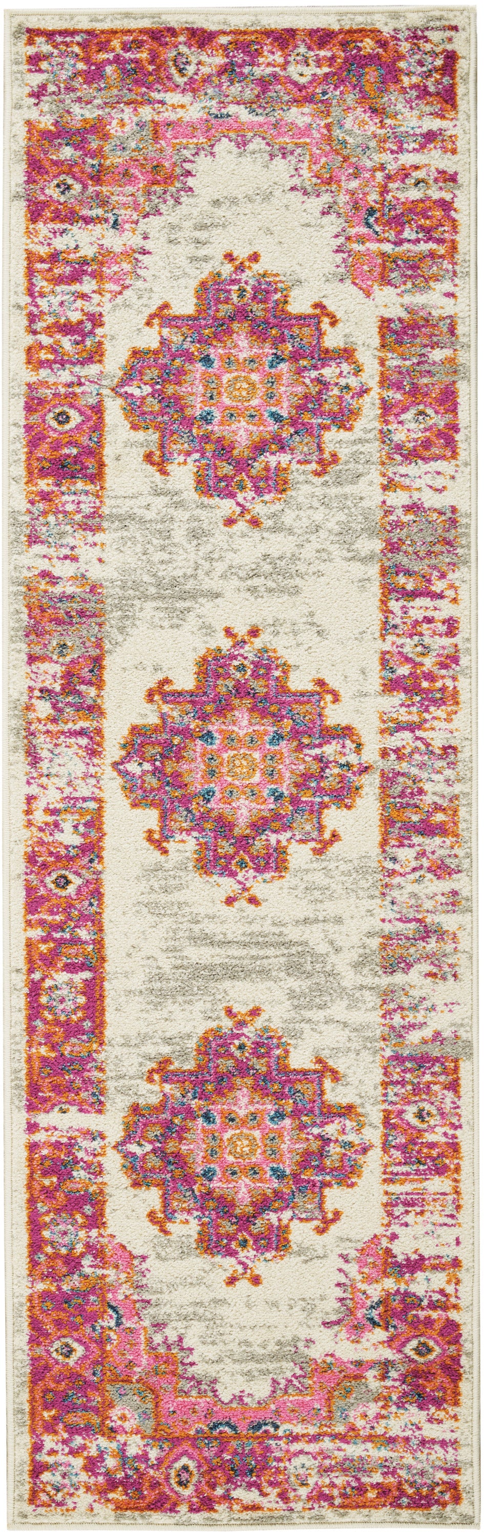 Nourison Home Passion PSN03 Ivory Fuchsia Transitional Power-loomed Rugs