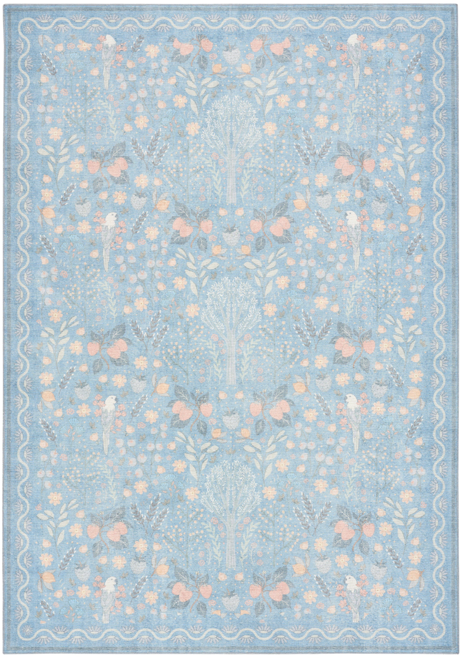 Nourison Home Botanical Washables  Light Blue Multicolor  Contemporary