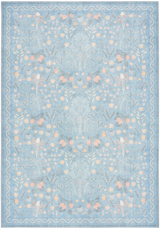 Nourison Home Botanical Washables  Light Blue Multicolor  Contemporary