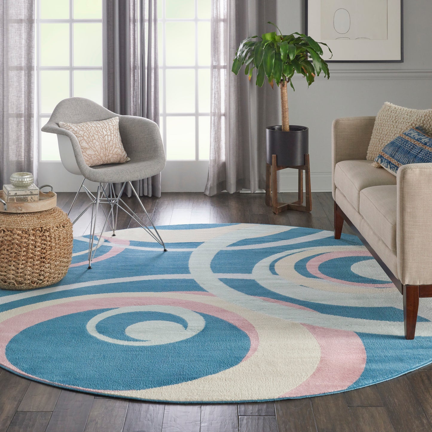 Nourison Home Grafix  Blue Multicolor  Contemporary