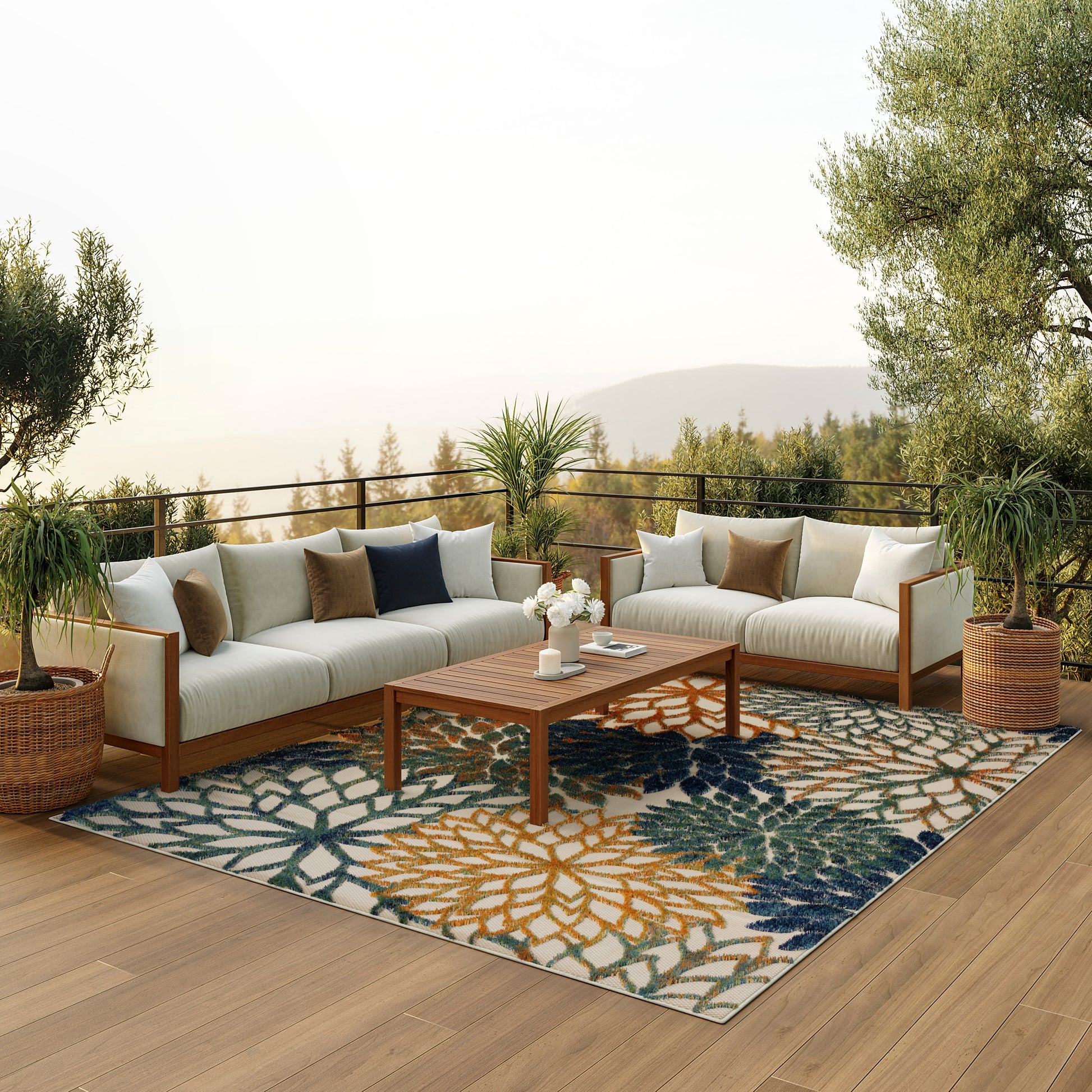 Nourison Home Aloha  Blue Green  Contemporary