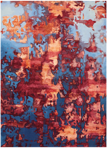 Nourison Home Prismatic PRS13 Blue Flame Contemporary Hand Tufted Rug