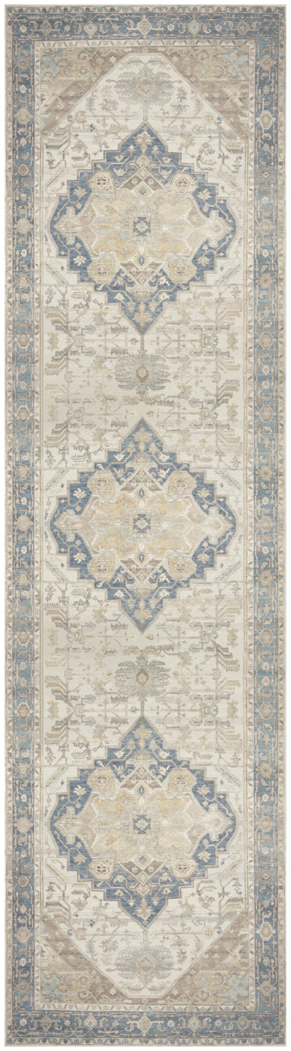 Nourison Home Vintage Washables VWS13 Blue Green Traditional Flat Weave Rug