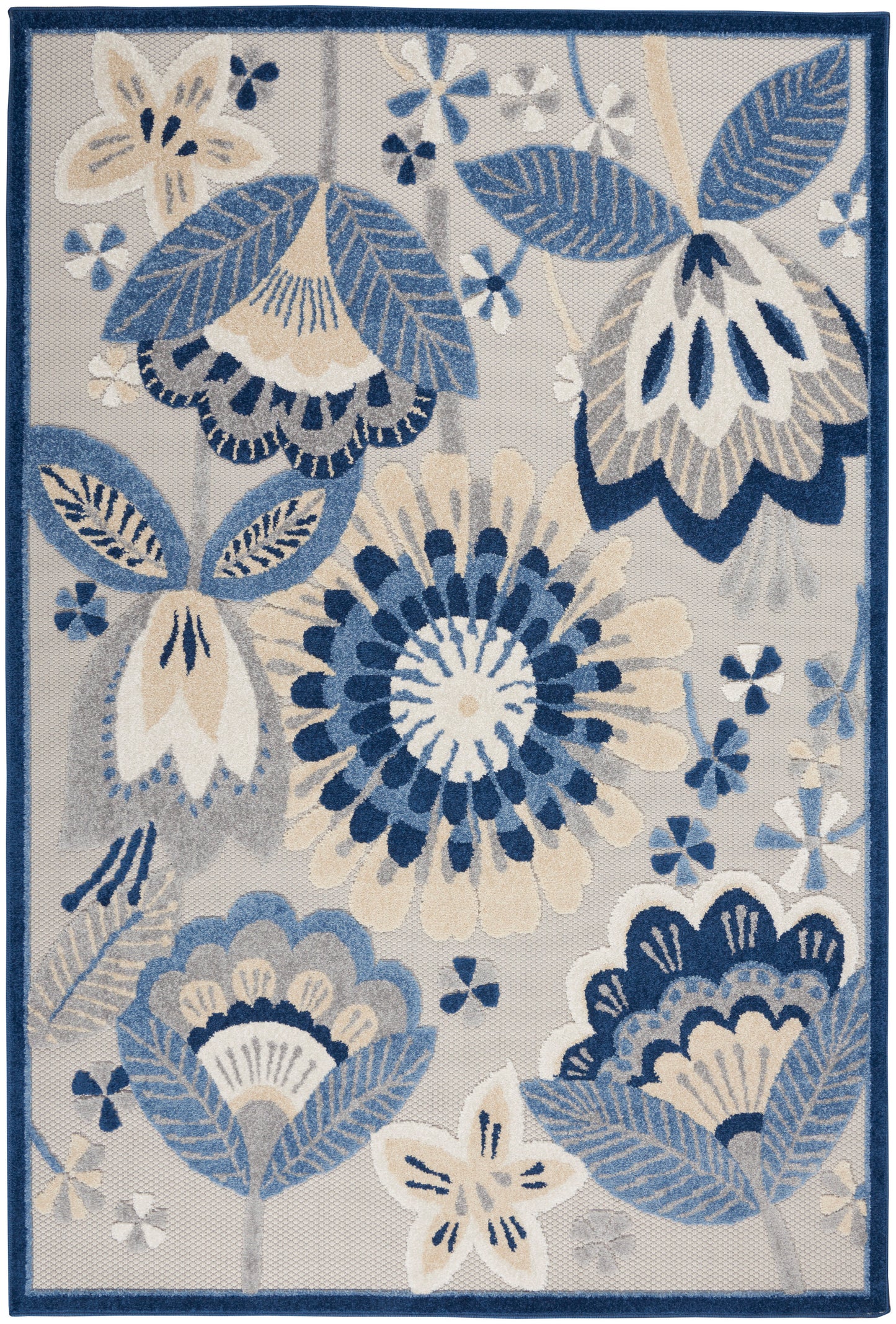 Nourison Home Aloha ALH25 Blue Grey Contemporary Power-loomed Rugs